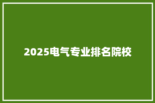 2025电气专业排名院校
