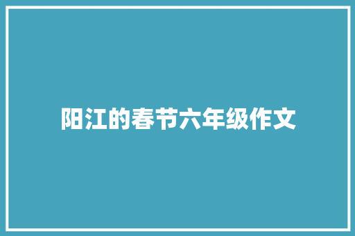 阳江的春节六年级作文 商业文案