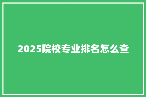2025院校专业排名怎么查