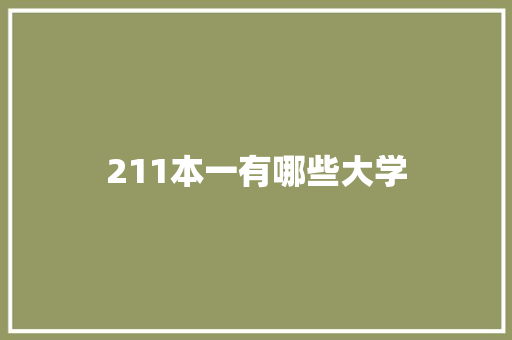 211本一有哪些大学