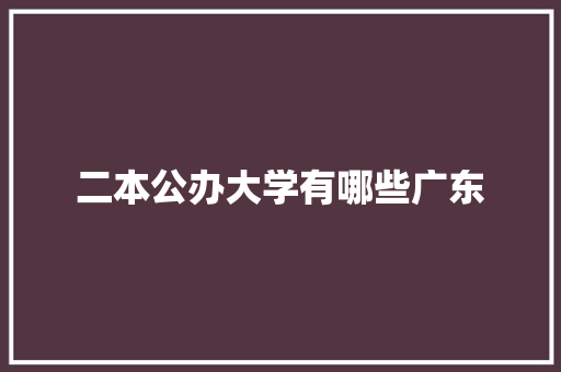 二本公办大学有哪些广东