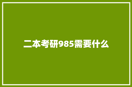 二本考研985需要什么