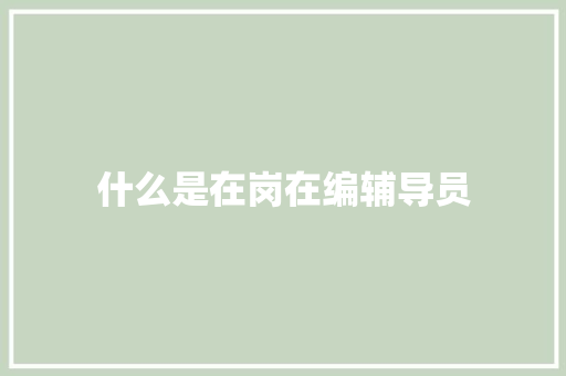 什么是在岗在编辅导员 报告写作