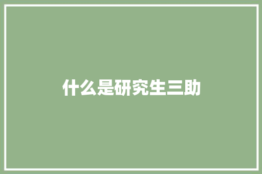 什么是研究生三助