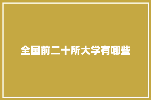 全国前二十所大学有哪些