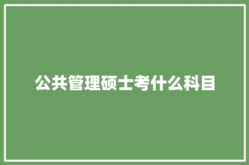 公共管理硕士考什么科目