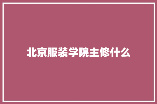 北京服装学院主修什么