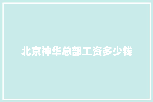 北京神华总部工资多少钱