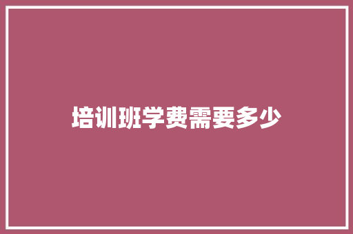 培训班学费需要多少