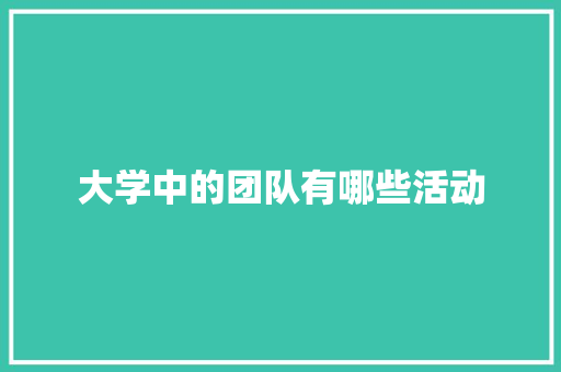 大学中的团队有哪些活动