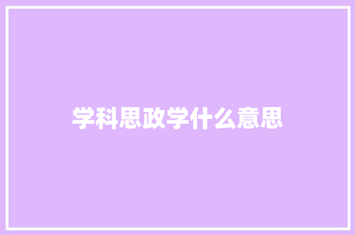 学科思政学什么意思