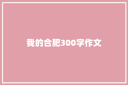 我的合肥300字作文 写作素材