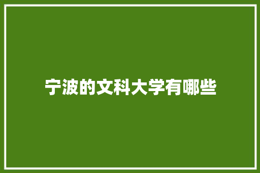 宁波的文科大学有哪些