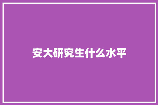 安大研究生什么水平