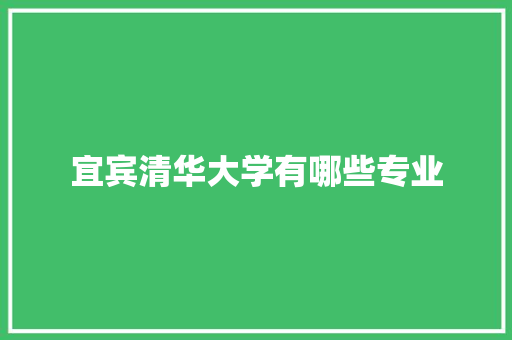 宜宾清华大学有哪些专业
