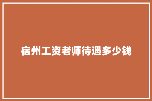 宿州工资老师待遇多少钱