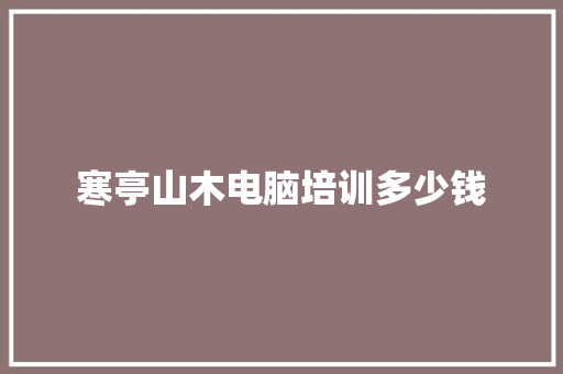 寒亭山木电脑培训多少钱