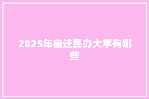2025年宿迁民办大学有哪些