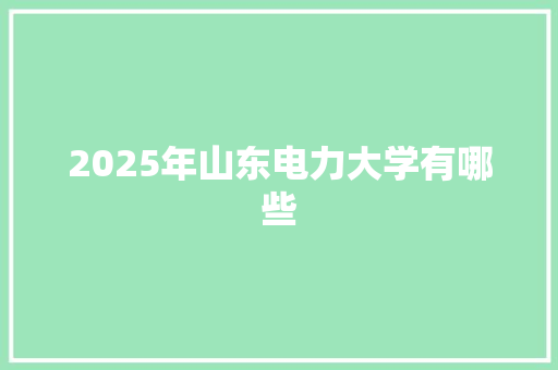 2025年山东电力大学有哪些