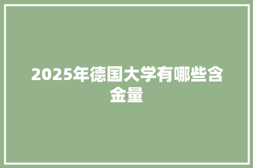 2025年德国大学有哪些含金量