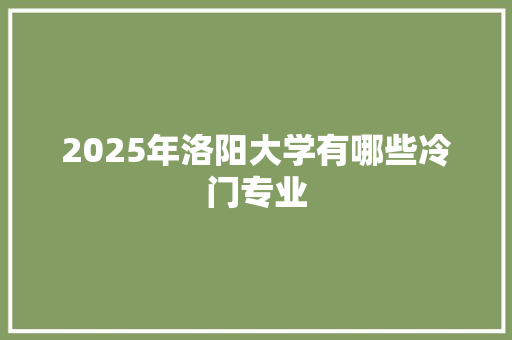 2025年洛阳大学有哪些冷门专业