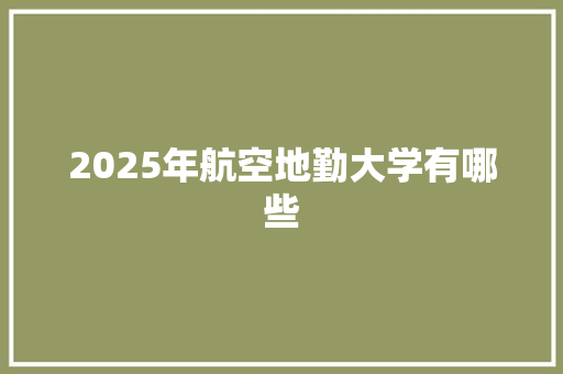 2025年航空地勤大学有哪些