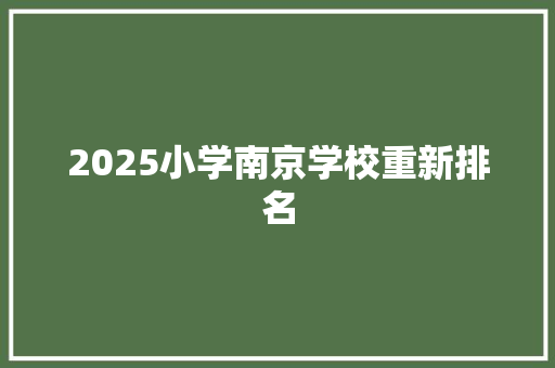 2025小学南京学校重新排名