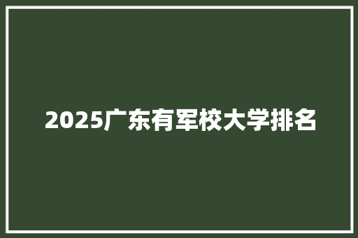 2025广东有军校大学排名