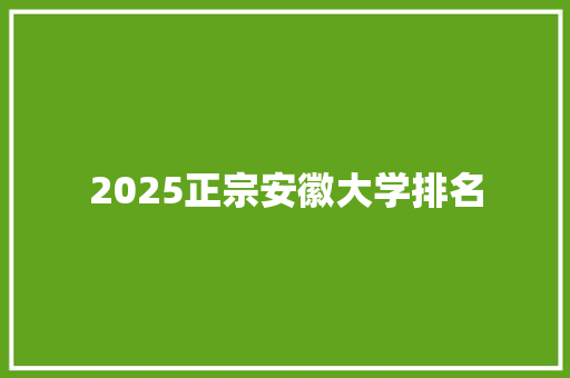 2025正宗安徽大学排名