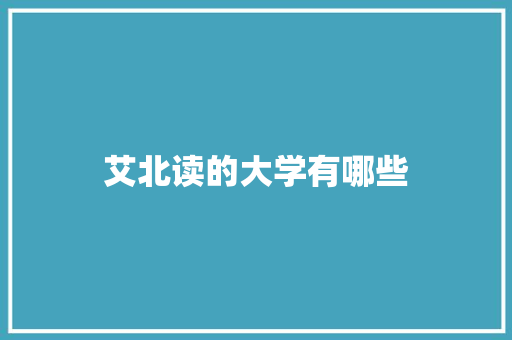 艾北读的大学有哪些