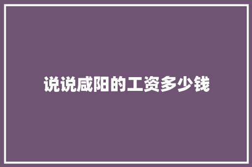 说说咸阳的工资多少钱