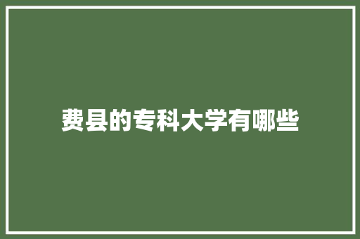 费县的专科大学有哪些