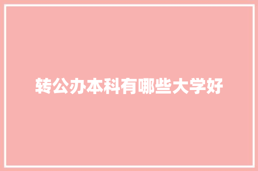 转公办本科有哪些大学好