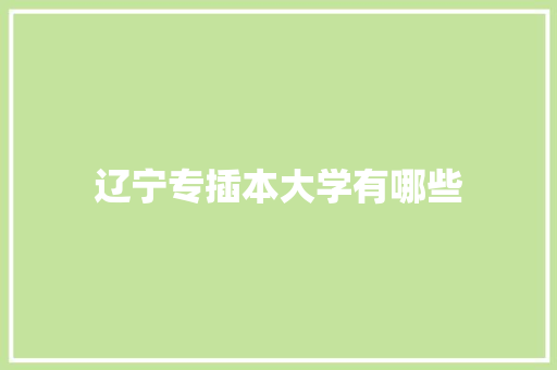 辽宁专插本大学有哪些