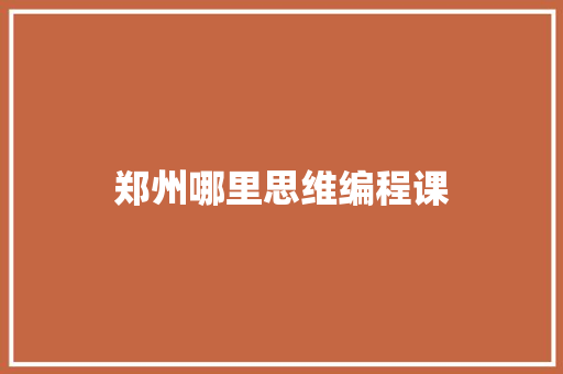 郑州哪里思维编程课