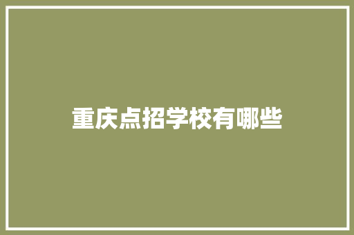 重庆点招学校有哪些