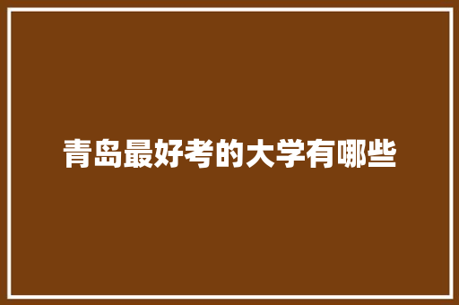 青岛最好考的大学有哪些