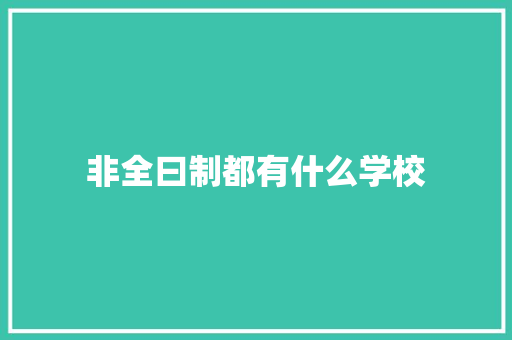 非全曰制都有什么学校