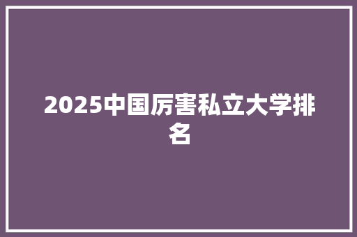 2025中国厉害私立大学排名