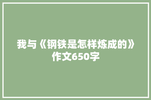 我与《钢铁是怎样炼成的》作文650字 词汇积累