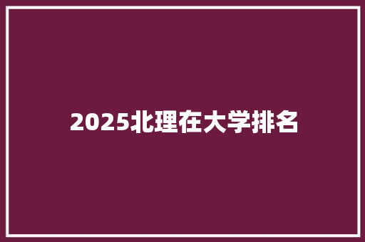 2025北理在大学排名