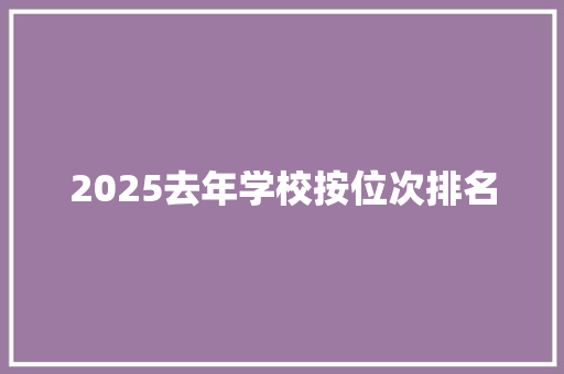 2025去年学校按位次排名