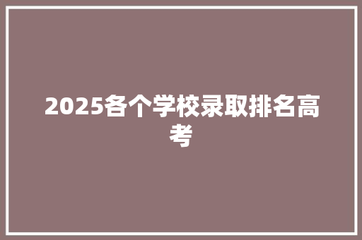 2025各个学校录取排名高考