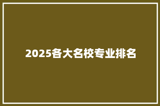 2025各大名校专业排名