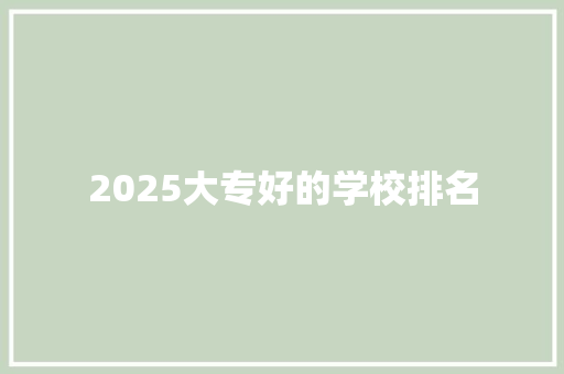 2025大专好的学校排名