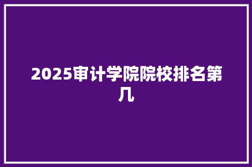 2025审计学院院校排名第几