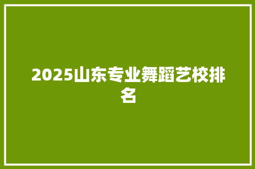 2025山东专业舞蹈艺校排名