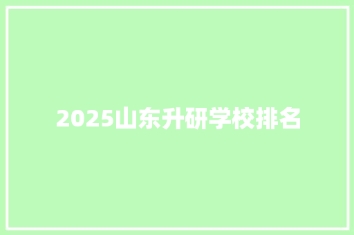 2025山东升研学校排名