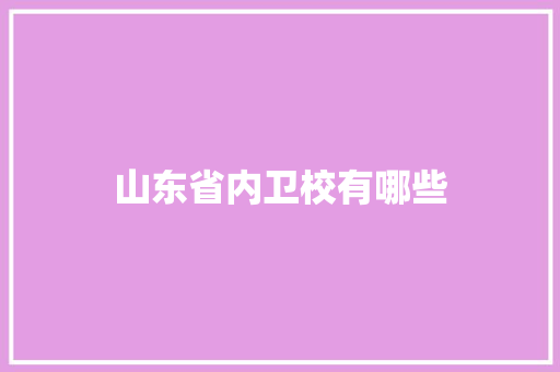 山东省内卫校有哪些