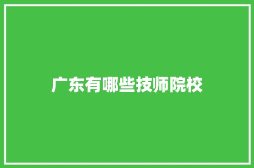 广东有哪些技师院校 写作社区